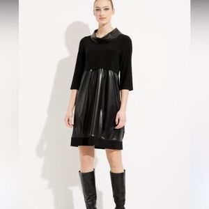NWT Joseph Ribkoff Black Faux Leather Cocoon‎ Dress